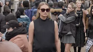 Pregnant Romee Strijd arriving at the Dior Womenswear Fashion Show