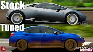 Forza Horizon 4: Stock vs Tuned! Lamborghini Huracan vs Subaru WRX STI!