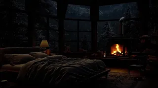 🔴 Frosty Snowstorm Sounds, Relaxing Fireplace and Blizzard in a Cozy Winter Hut