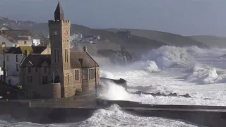 The Great storm Ophelia hits England in Cornwall