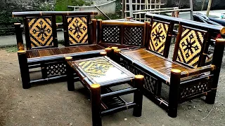 DIY | Membuat Meja & kursi dari Bambu dengan Motif Anyaman | Make a table & chair bamboo