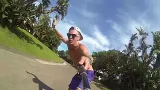 Longboard Skateboard Bail without a Shirt On