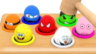 DibusYmas Whackamole game fun 💕 Superhero Play Doh Stop motion cartoons for children