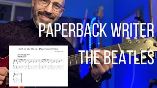 HOW TO PLAY PAPERBACK WRITER by The Beatles | EASY GUITAR LESSON + FREE TAB