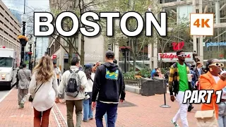 Walking in Boston downtown 4K / Boston tour 4K / Boston Massachusetts walking tour/ @Travelusa78