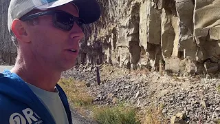 Yellowstone's fantastic basalt columns and underlying stream gravels at Tower Fall