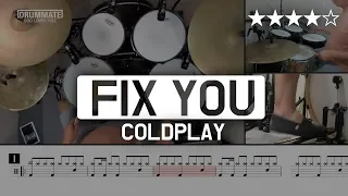 [Lv.13]  FIX YOU - COLDPLAY  (★★★★☆) Pop Drum Cover (Score, Lessons, Tutorial) | DRUMMATE