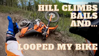 KTM EXC 525 Enduro Training- HILL CLIMBS, BAILS, LOOPING