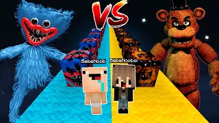 DESAFIO DE LUCKY BLOCK de HUGGY WUGGY VS FREDDY FNAF 😱😂 BEBE NOOB Y BEBE NOOBSI EN MINECRAFT