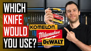 Folding Utility Knife Comparison: DeWalt, Komelon, Milwaukee