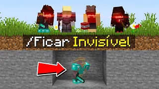 4 CAÇADORES VS 1 SPEEDRUNNER mas se AGACHAR FICA INVISÍVEL MINECRAFT