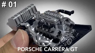 PORSCHE CARRERA GT 1/24 TAMIYA - part 1 scale miniature plamodel engine porsche super car carrera gt