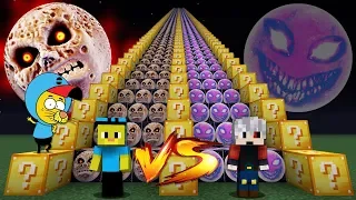 LUNAR MOON VS RED SUN LONGEST LUCKY BLOCK STAIRS - Minecraft