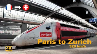 🇨🇭 Riding France to Switzerland - Fastes 🚄 Direct Train From Paris To Zurich [4K]