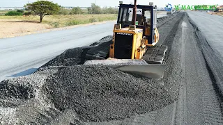 Innovative Operator Dozer Spreading Gravel Installing Roads | Bulldozer Building Foundation Driveway