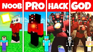 Minecraft Battle: NOOB vs PRO vs HACKER vs GOD SPEAKER TITAN 2 BASE HOUSE BUILD CHALLENGE Animation