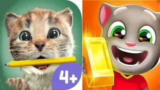 Talking Tom Gold Run vs Little Kitten preshcool Crazy Skateboard Chase Games Android IOS Gameplay