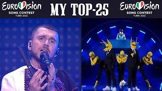 Eurovision Song Contest 2022 My TOP-25 of the Grand Final