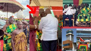 Prez Akuffo Addo makes Otumfuo stand before greeting him as he arrives the commissioning of kmsi air