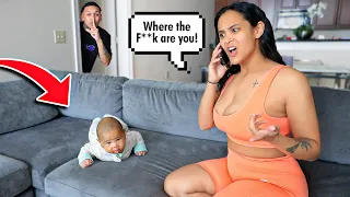 LEAVING THE BABY HOME ALONE PRANK! *SHE FREAKS OUT*