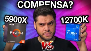 MELHOR CPU em GAMES lado a lado: Core i7 12700K vs Ryzen 9 5900X, consumo, temperatura e preço