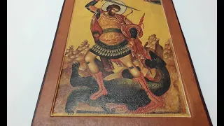 Икона Георгия Победоносца ручной работы