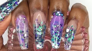 Acrylic Nails Tutorial - Acrylic Nails Infill - How to Encapsulated Nails - Purple Glitter Ombre