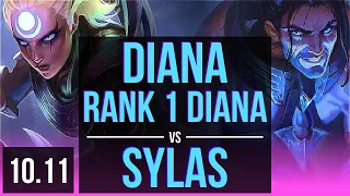 DIANA vs SYLAS (MID) | Rank 1 Diana, Rank 12, 72% winrate | NA Challenger | v10.11