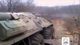 Донецк 17 12 14 БТР Ополчения ведет огонь 1