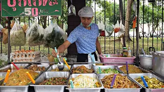 Street buffet in Thailand!!!Only 50 baht Thai home food is unlimitedly refilled!!!