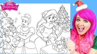Coloring Cinderella & Ariel Christmas Disney Princess | Pencils