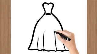 Como desenhar um lindo VESTIDO DE PRINCESA super fácil