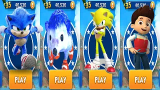 Sonic Dash - Movie Sonic vs Real Life Hedgehog vs Sonic Boom in Subway Surfers Paw Patrol Ryder Run