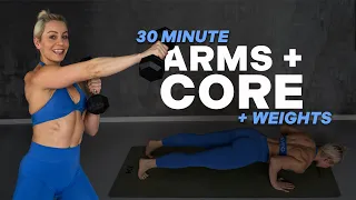 30 MIN ARMS AND CORE WORKOUT | Functional Upper Body | No Repeat | + Weights | Dumbbell Strength