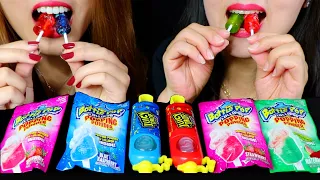 POPPING BOTTLE POPS + JUICY DROP POPS (Sour Candy, Fizzy Lollipops) | Kim&Liz Too