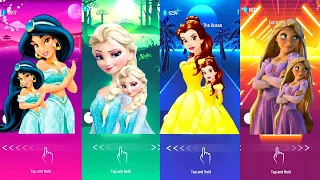 💖Disney Jasmine 🆚 Elsa Let it Go 🆚 Princess Belle 🆚 Tangled Rapunzel 💖princesses Tiles Hop