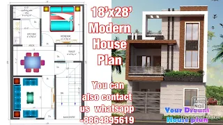 18'-0" X 28'-0" MODERN HOUSE PLAN,2D HOUSE PLAN,3D ,VASTU ACCORDING ,PROPER VENTILATION IN HOUSE