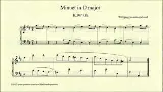 Mozart, Minuet in D major, K 94 73h, Piano