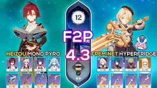 [F2P] Heizou Mono Pyro & Freminet Hyperfridge - Spiral Abyss 4.3 - Genshin Impact