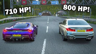 FH4 Drag Race | (800 HP) BMW M5 2018 vs Ferrari 488 Pista!