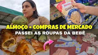 VLOG: ALMOÇO DE DOMINGO, COMPRAS DE MERCADO, PASSEI TODAS AS ROUPAS DA BEBÊ