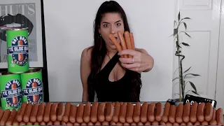 SWALLOWING 23 HOTDOGS WHOLE WORLD RECORD | Leah Shutkever