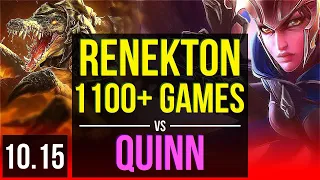 RENEKTON vs QUINN (TOP) | 1100+ games, 2 early solo kills, KDA 7/1/1 | BR Grandmaster | v10.15