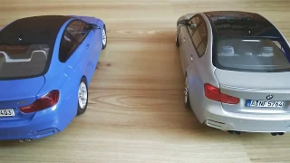 Comparison: BMW: M4 coupe Paragon  vs. M3 sedan Norev 1:18