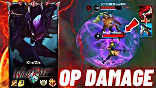 GRANDMASTER LEVEL KHA'ZIX OP DAMAGE ONE SHOT BUILD WILD RIFT