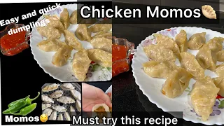 How to make Chicken Momos🥟 | Recipe | At home | Steamed Chicken dumplings | Easy and delicious 🤤