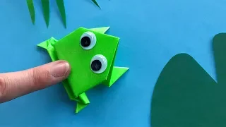 Origami Frosch basteln mit Kindern - Tiere falten mit Papier - Einfache Bastelideen