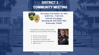 District 1 Community Meeting