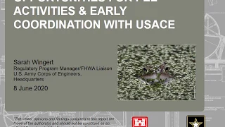 Opportunities for Planning and Environment Linkages (PEL) Activities & Early Coordination with USACE