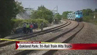 Nobody injured after Tri-Rail train slams into truck